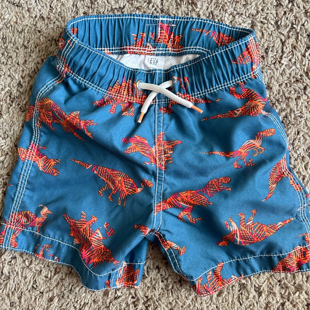 GAP Blue Dinosaur Print Swim Shorts